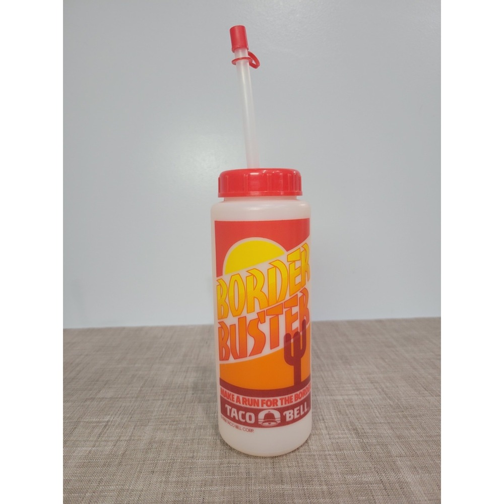 Vintage Taco Bell Border Buster Squeeze Water Bottle 1988 Run For The Border